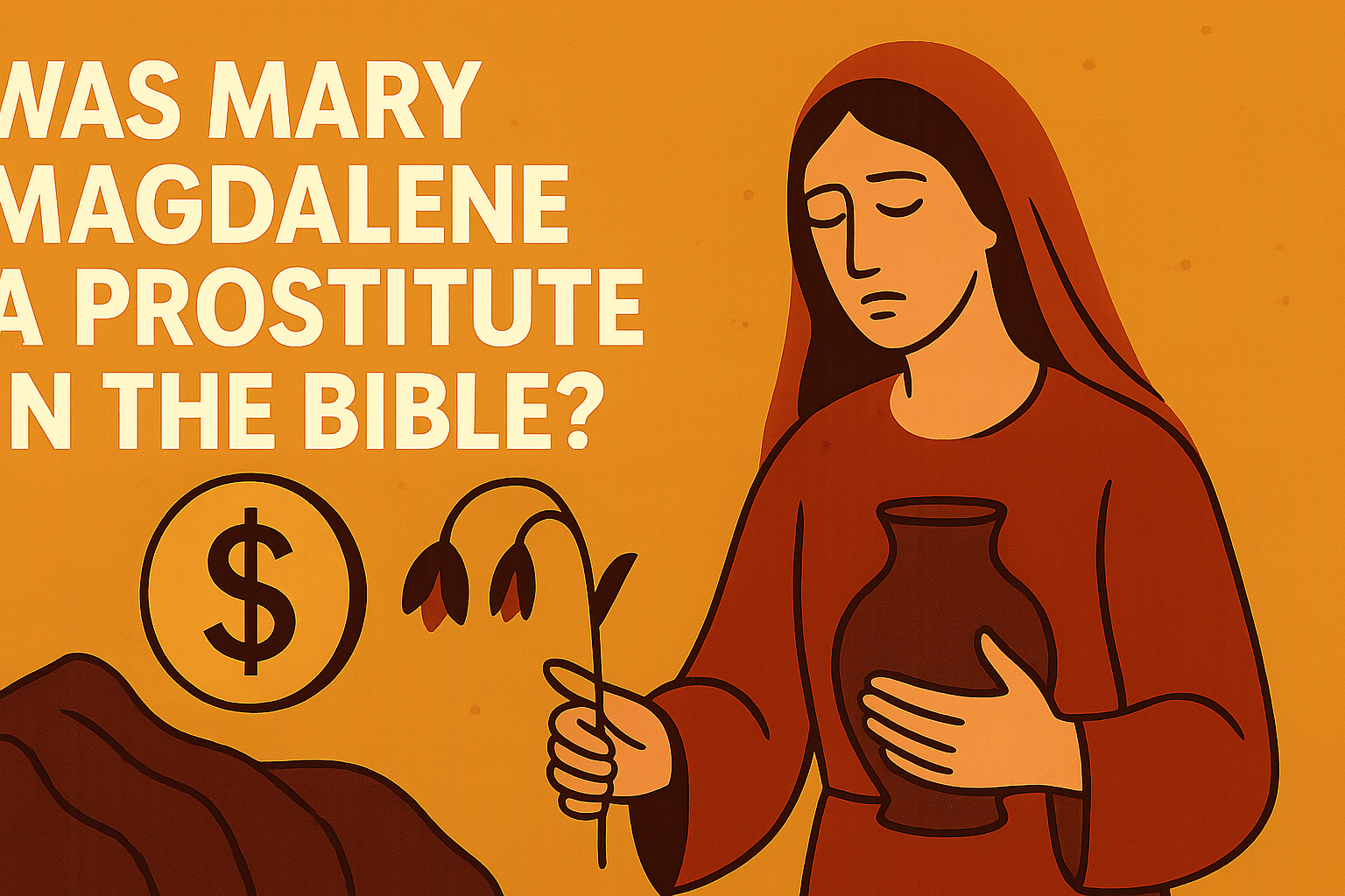 Cartoon illustration representing was mary magdalene a prostitute in the bible