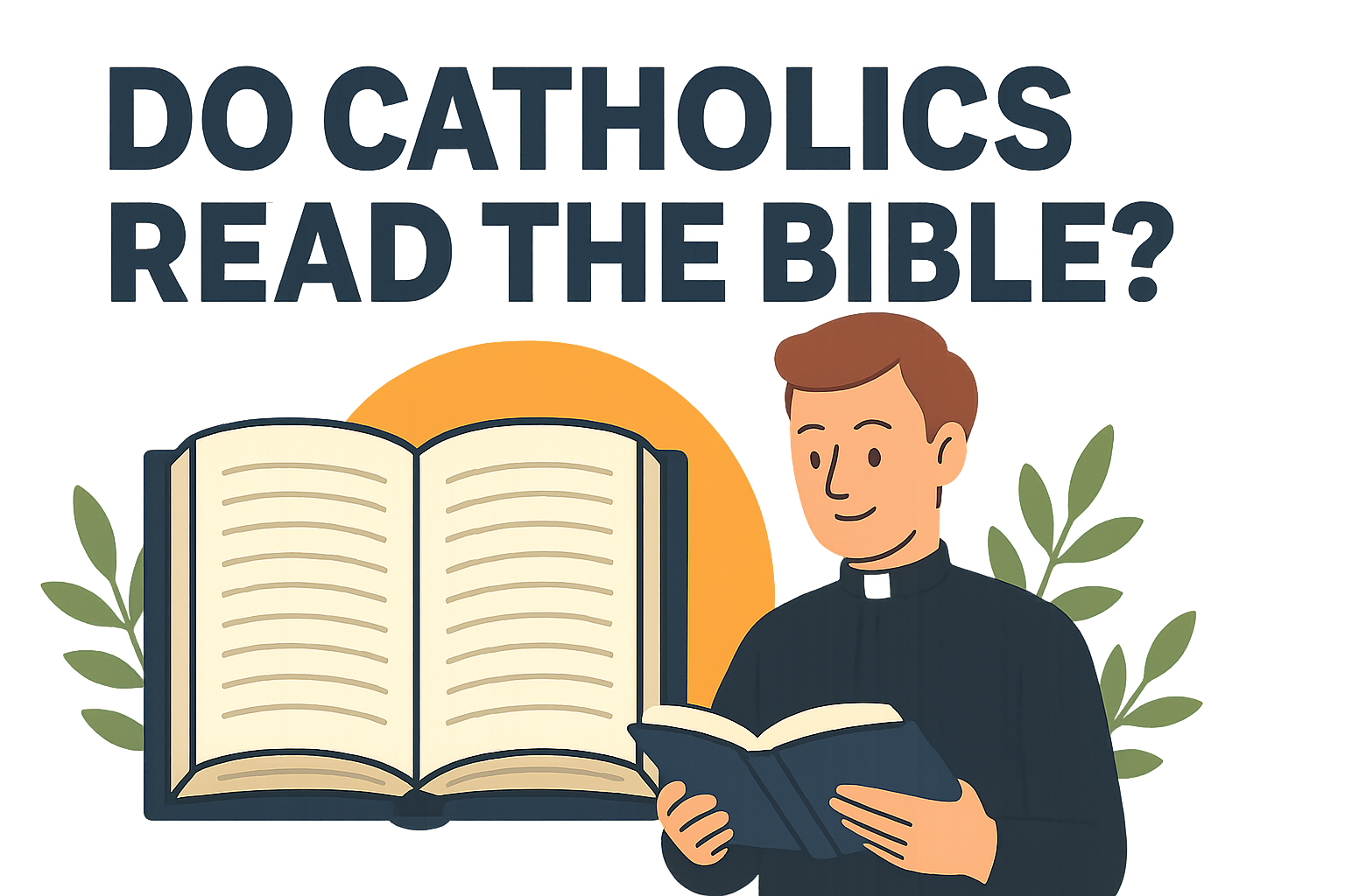 Cartoon illustration representing do catholics read the bible