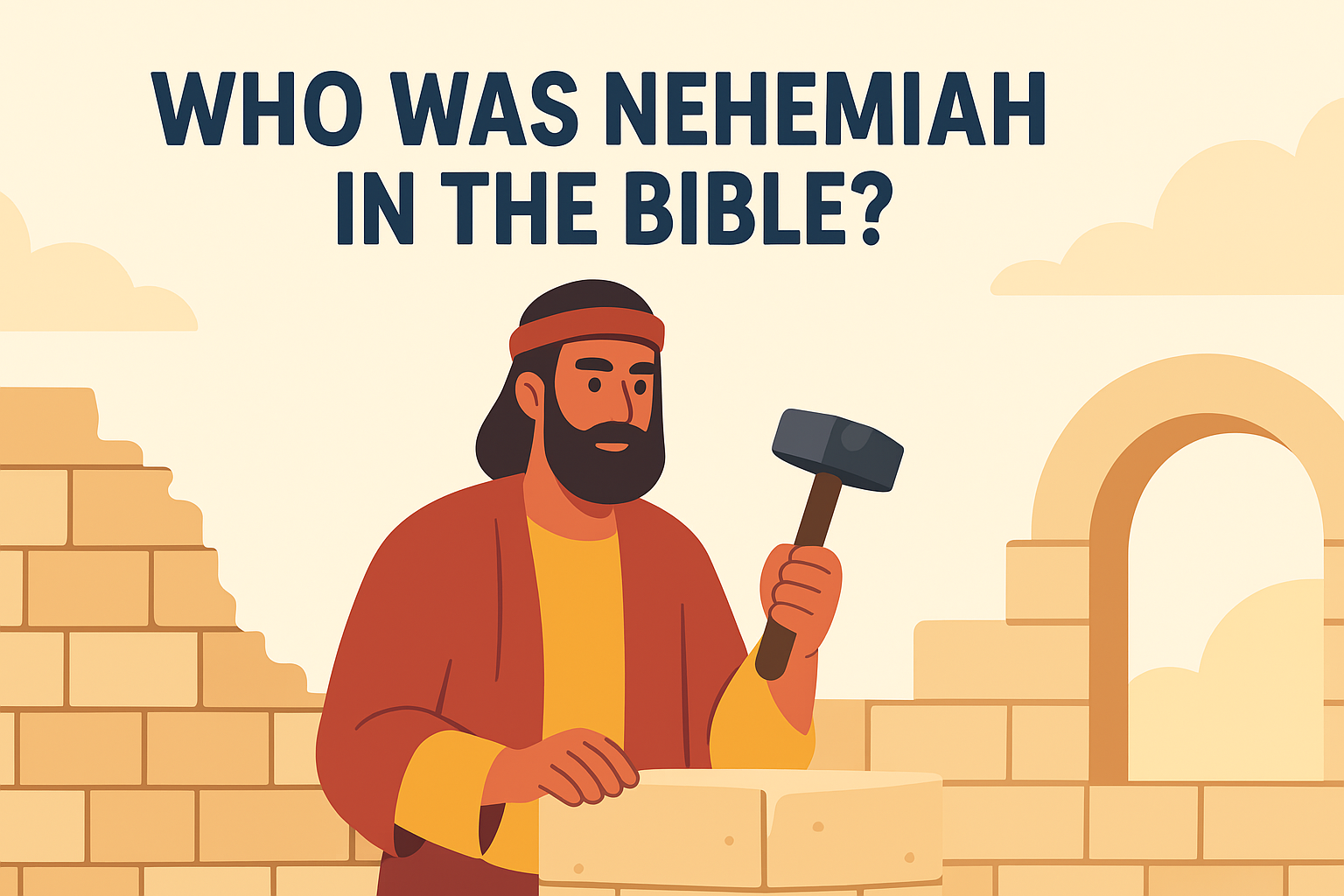 Cartoon illustration representing who was nehemiah in the bible