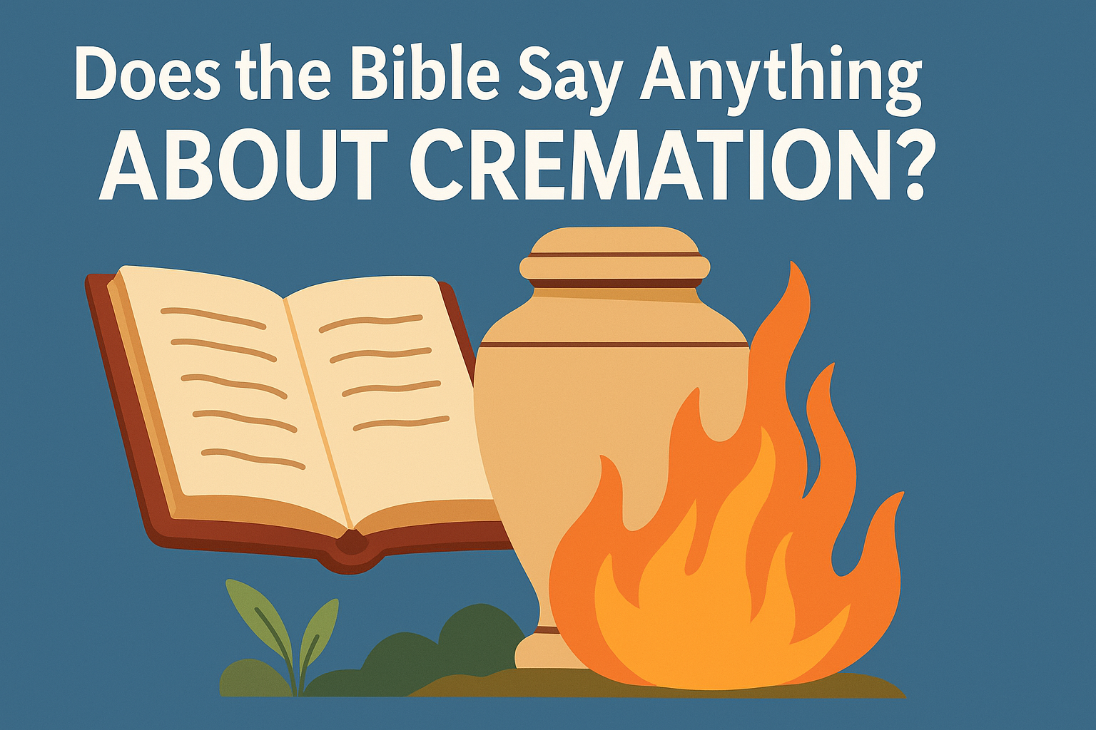 Cartoon illustration representing does the bible say anything about cremation