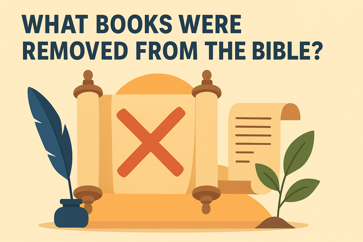 Cartoon illustration representing what books were removed from the bible
