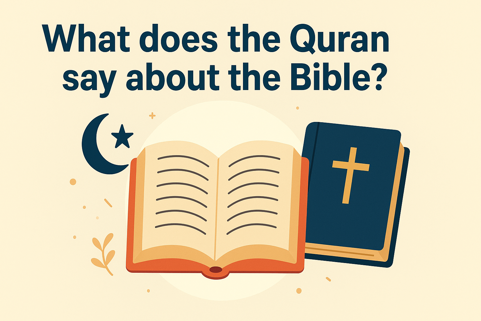 Cartoon illustration representing what does the quran say about the bible
